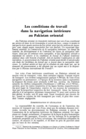 Les conditions de travail dans la navigation intérieure au Pakistan oriental