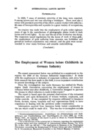 The employment of women before childbirth in German industry