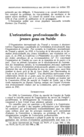 L'orientation professionnelle des jeunes gens en Suède