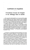 L'évolution récente de l'emploi et du chômage dans le monde