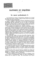 Le cancer professionnel: I