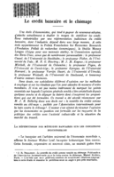 Le crédit bancaire et le chômage