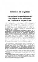 Les perspectives professionnelles des enfants et des adolescents au Proche et au Moyen-Orient
