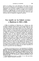 Une enquête sur les budgets ouvriers à Hambourg de 1925 à 1929