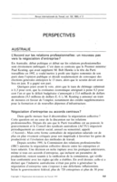 Australie: l'accord sur les relations professionnelles; un nouveau pas vers la négociation d'entreprise?