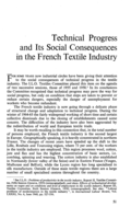 Technical progress and its social consequences in the French textile industry