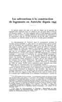 Les subventions à la construction de logements en Autriche depuis 1945