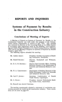 Systems of payment by results in the construction industry: conclusions of meeting of experts