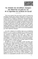 La situation des travailleurs étrangers aux Etats-Unis au point de vue de la réparation des accidents de travail