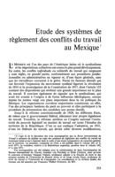 Etude des systèmes de règlement des conflits du travail au Mexique