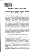 The reduction of hours of work in Belgium during the depression