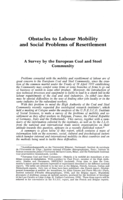Obstacles to labour mobility and social problems of resettlement: a survey by the European coal and steel community