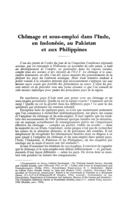 Chômage et sous-emploi dans l'Inde, en Indonésie, au Pakistan et aux Philippines
