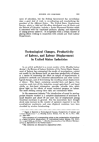 Technological changes, productivity of labour, and labour displacement in United States industries