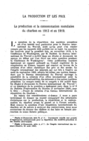 La production et la consommation mondiales du charbon en 1913 et en 1919