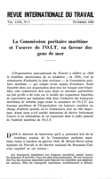 La Commission paritaire maritime et l'œuvre de l'O.I.T. en faveur des gens de mer