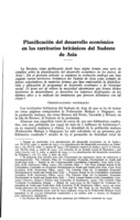 Planificación del desarrollo económico en los territorios británicos del Sudeste de Asia