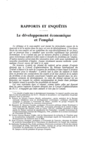 Le développement économique et l'emploi