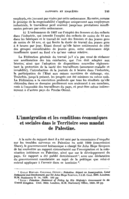 L'immigration et les conditions économiques et sociales dans le territoire sous mandat de Palestine