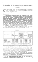 La situation de la main d'oeuvre en mai 1921