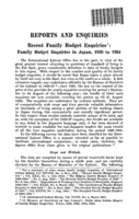 Recent family budget enquiries: family budget enquiries in Japan, 1926 to 1934