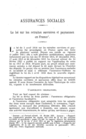 La loi sur les retraites ouvrières et paysannes en France