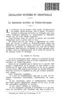 La législation ouvrière en Tchèco-Slovaquie