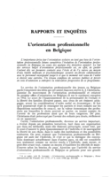 L'orientation professionnelle en Belgique