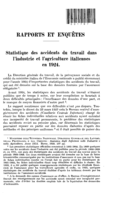 Statistique des accidents du travail dans l'industrie et l'agriculture italiennes en 1924