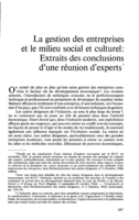 La gestion des entreprises et le milieu social et culturel: extraits des conclusions d'une réunion d'experts