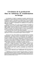 L'évolution de la productivité dans les industries de transformation en Europe