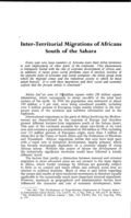Inter-territorial migrations of africans South of the Sahara