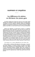 Les différences de salaires au détriment des jeunes gens