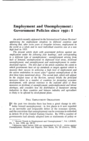 Employment and unemployment: government policies since 1950. I