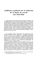 Conférence syndicale sur la réduction de la durée du travail aux Etats-Unis