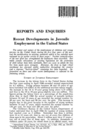 Recent developments in juvenile employment in the United States