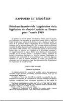 Résultats financiers de l'application de la législation de sécurité sociale en France pour l'année 1949