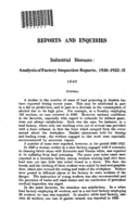 Industrial diseases: analysis of factory inspection reports, 1920-1922. II
