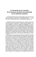 La formación de los operarios de los procesos mecánicos de producción en las industrias químicas