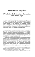L'évolution de la structure des salaires dans divers pays