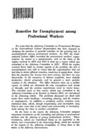 Remedies for unemployment among professional workers