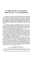 La dépréciation de la monnaie: étude des prix à la consommation