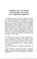 L'influence des conventions internationales du travail sur la législation nigérienne
