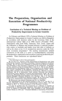 The preparation, organisation and execution of national productivity programmes: conclusions of a technical meeting on problems of productivity improvement in certain countries