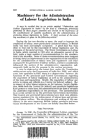Machinery for the administration of labour legislation in India