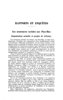 Les assurances sociales aux Pays-Bas: organisation actuelle et projets de réforme