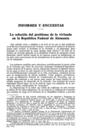 La solución del problema de la vivienda en la República Federal de Alemania