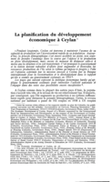 La planification du développement économique à Ceylan