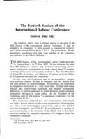 The fortieth session of the International Labour Conference: Geneva, June 1957