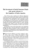 The investment of social insurance funds with special reference to the countries of Latin America
